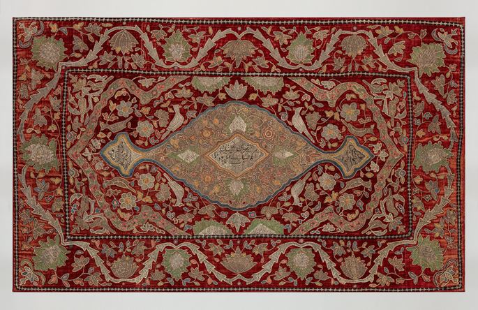 A Qajar Large Silk and Metal Thread Embroidered Panel | MasterArt